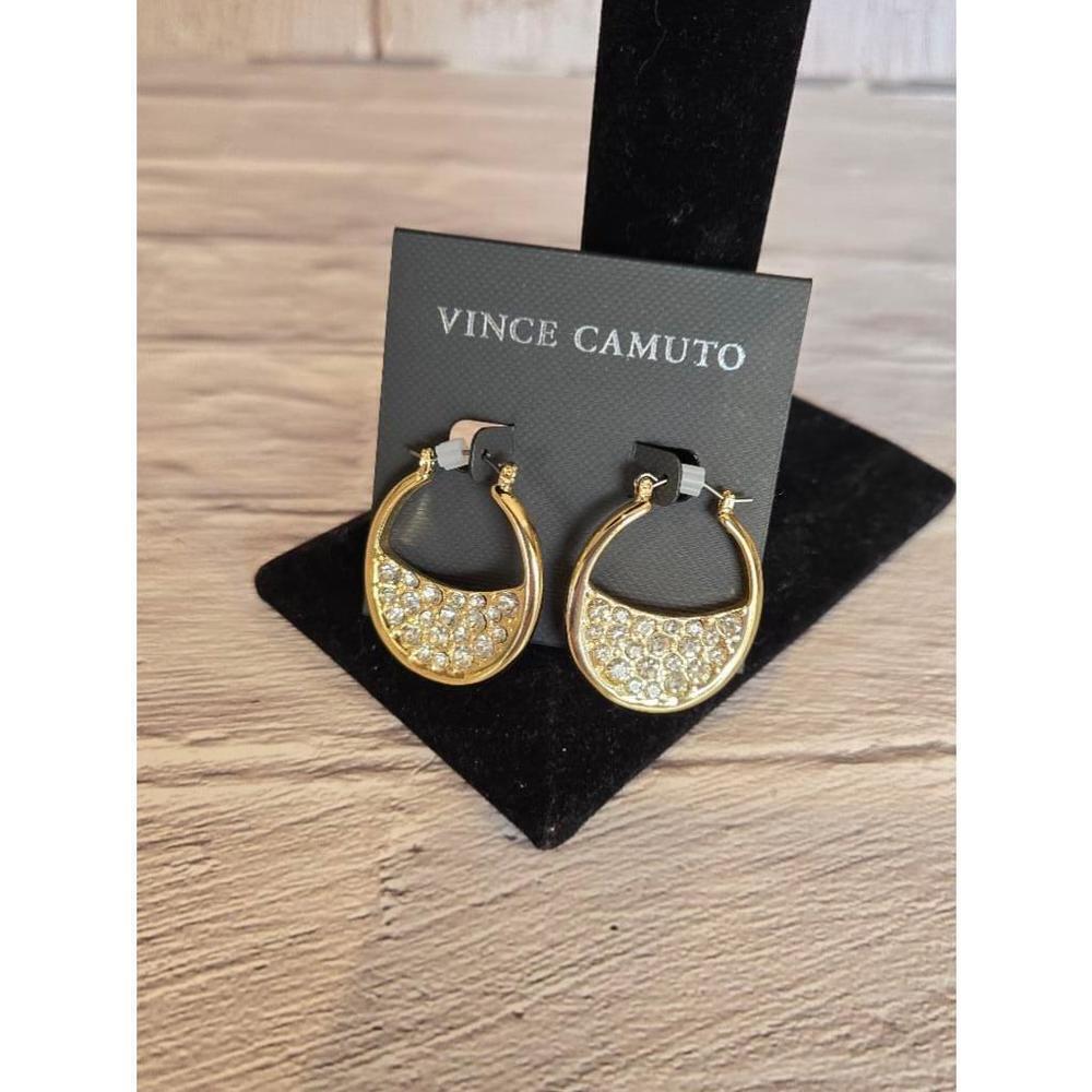 Women's Vince Camuto Gold Crystal Hoop Earrings